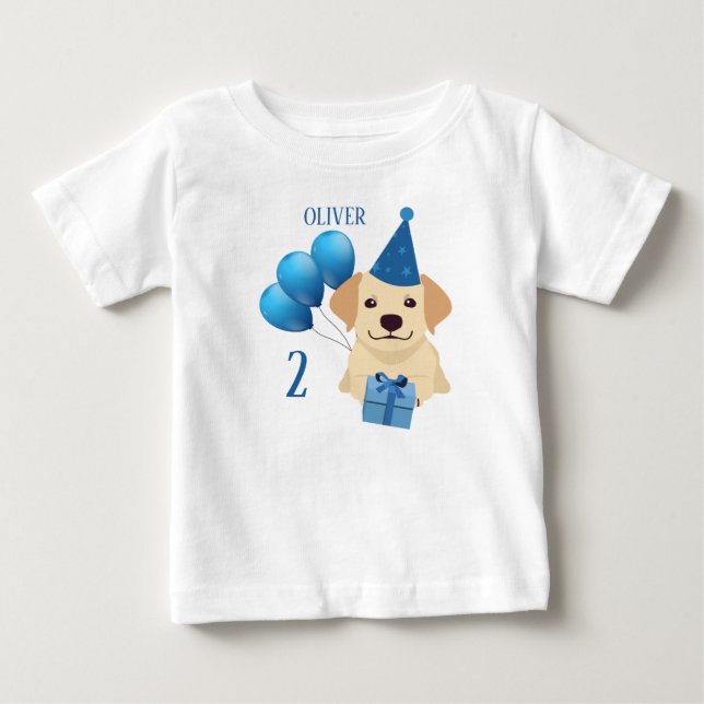 Cute Labrador Retriever Birthday Boy T-Shirt (Front)