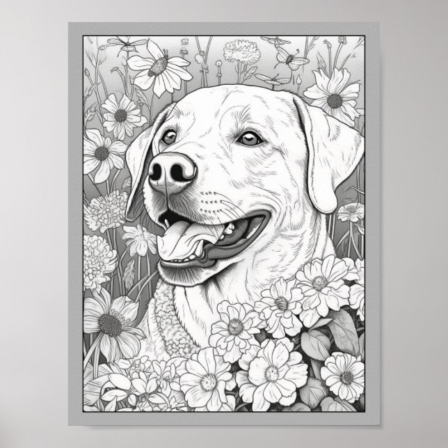 Cute Labrador Retriever Dog Coloring Poster (Front)