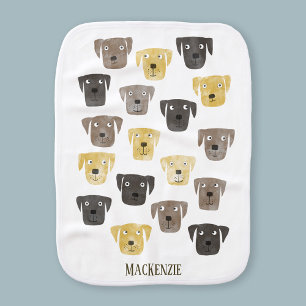 Cute Labrador Retriever Dog Custom Name Baby Burp Cloth