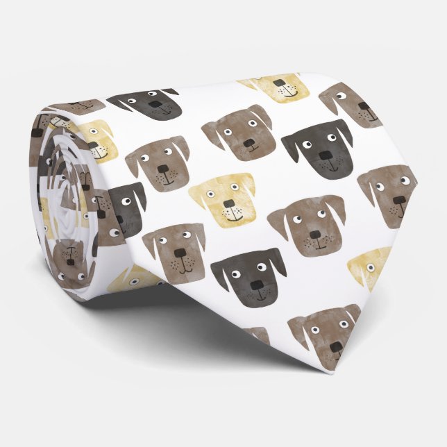 Cute Labrador Retriever Dog Cute Pattern Neck Tie (Rolled)