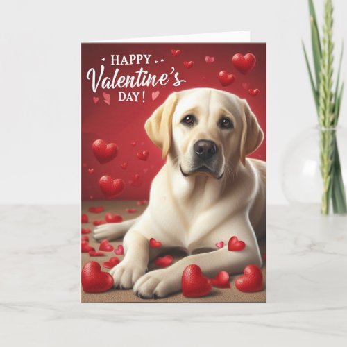 Cute Labrador Retriever Dog Happy Valentines Day Holiday Card