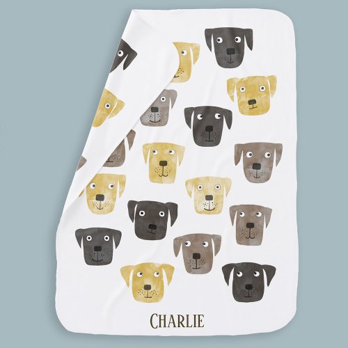 Cute Labrador Retriever Dog Personalized Baby Blanket