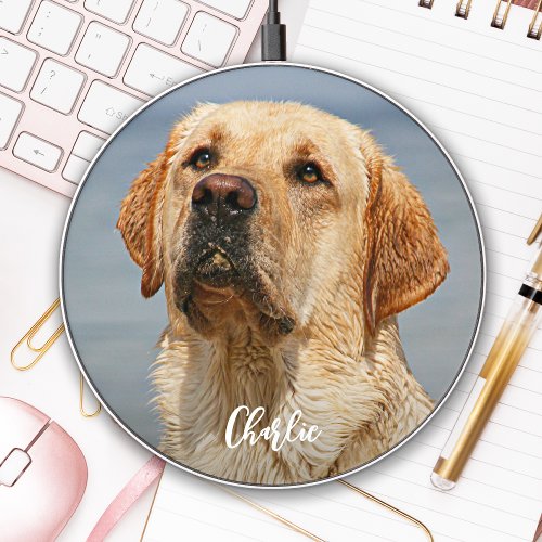 Cute Labrador Retriever Dog Personalized Pet Photo Wireless Charger