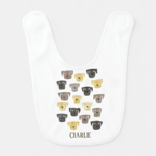 Cute Labrador Retriever Dogs Custom Name Baby Bib