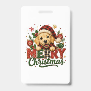 Cute Labrador Retriever Merry Christmas Badge