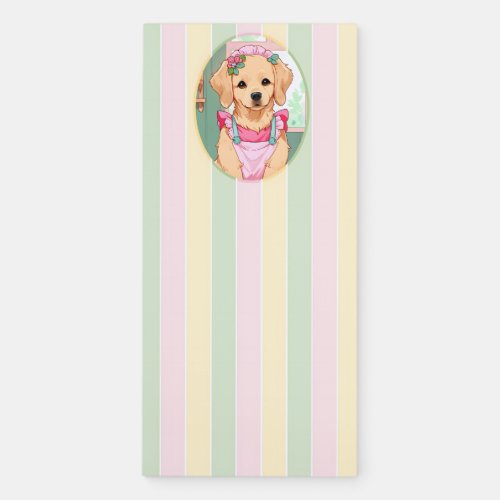 Cute Labrador Retriever Pastel Lines Cottagecore Magnetic Notepad