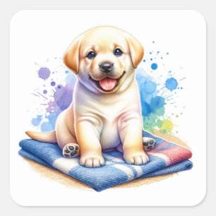Cute Labrador Retriever Puppy Square Sticker