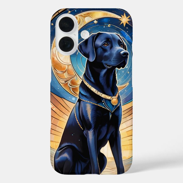 Cute Labrador Retriever Stained Glass Moon & Stars Case-Mate iPhone Case (Back)
