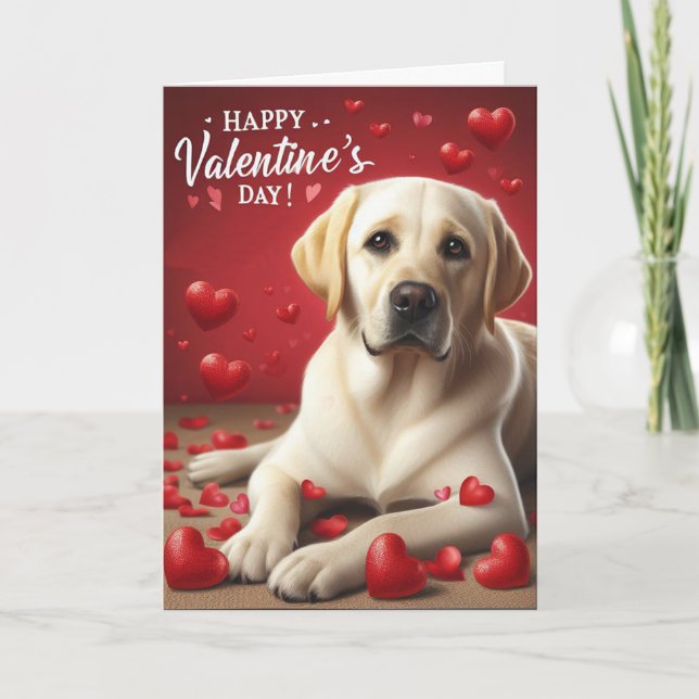 Cute Labrador Retriever Valentine’s Day Greeting Holiday Card (Front)
