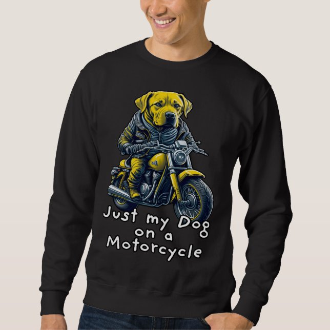 Cute Labrador ride on a motorcycle  Christmas Sweatshirt (Front)