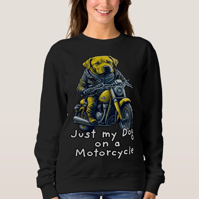 Cute Labrador ride on a motorcycle  Christmas Sweatshirt (Front)