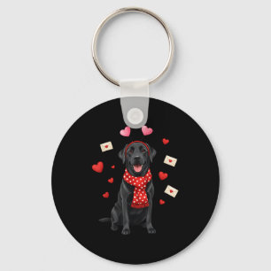 Cute Labrador Valentine’s Day Dog Mom - Funny Blac Keychain