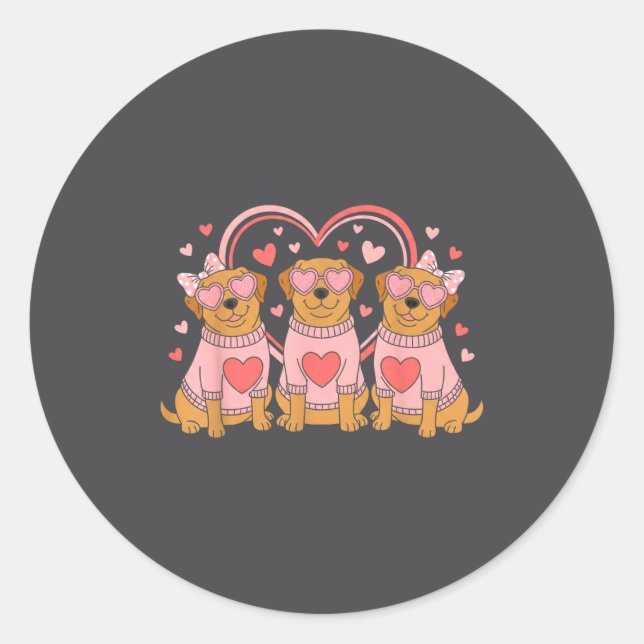 Cute Labrador Valentines Heart Dog Lover Men Women Classic Round Sticker (Front)