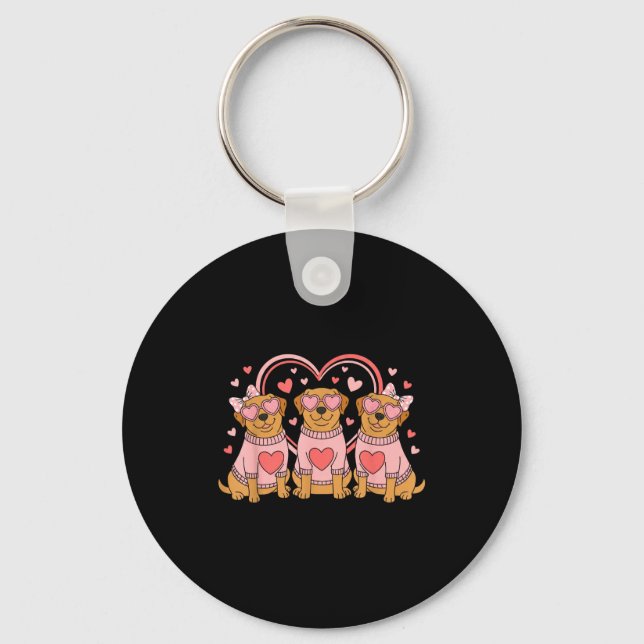 Cute Labrador Valentines Heart Dog Lover Men Women Keychain (Front)