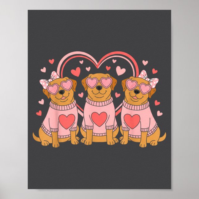 Cute Labrador Valentines Heart Dog Lover Men Women Poster (Front)