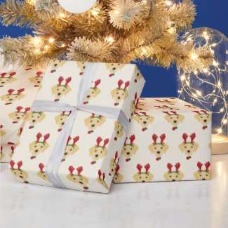 Cute Labrador with Reindeer Hat Pattern Christmas