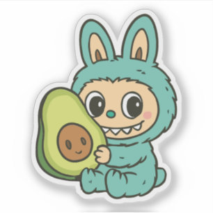 Cute Labubu with Avocado Sticker