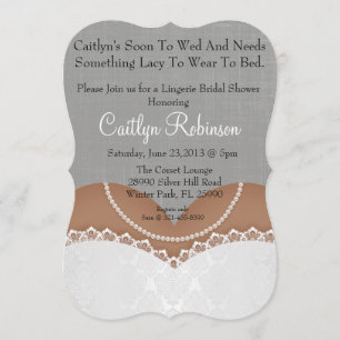 Cute Lace Bra Lingerie Bridal Shower Invitation