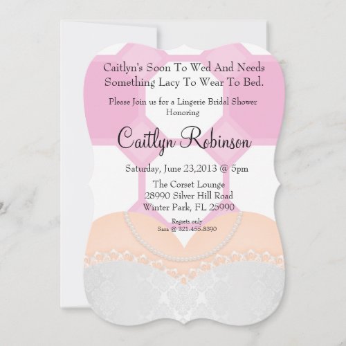 Cute Lace Bra Lingerie Bridal Shower Invitation