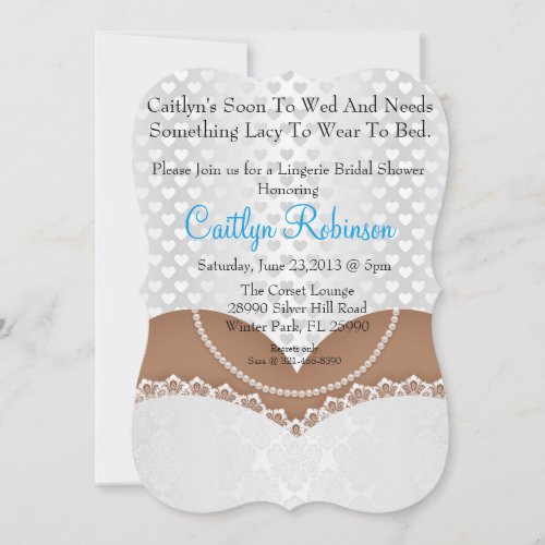 Cute Lace Bra Lingerie Bridal Shower Invitation