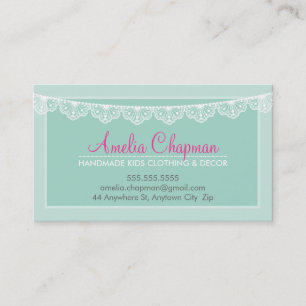 CUTE LACE BUNTING stylish elegant soft mint green Business Card