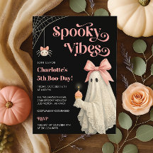 Cute Lace Ghost Halloween Birthday Invitation