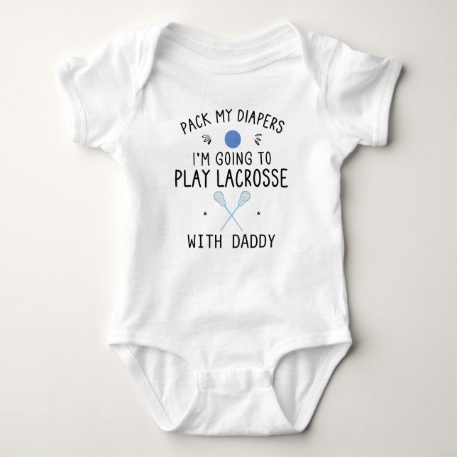Cute Lacrosse Infant | Funny Lacrosse Daddy Baby Bodysuit (Front)