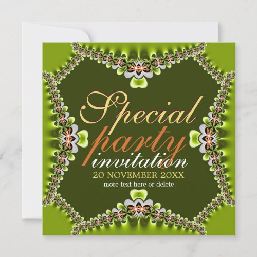 Cute Lacy Fresh Green Girls Party Invitations