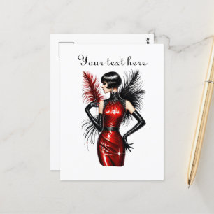 Cute lady add text  postcard