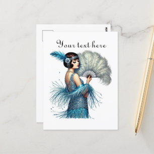 Cute lady add text  postcard