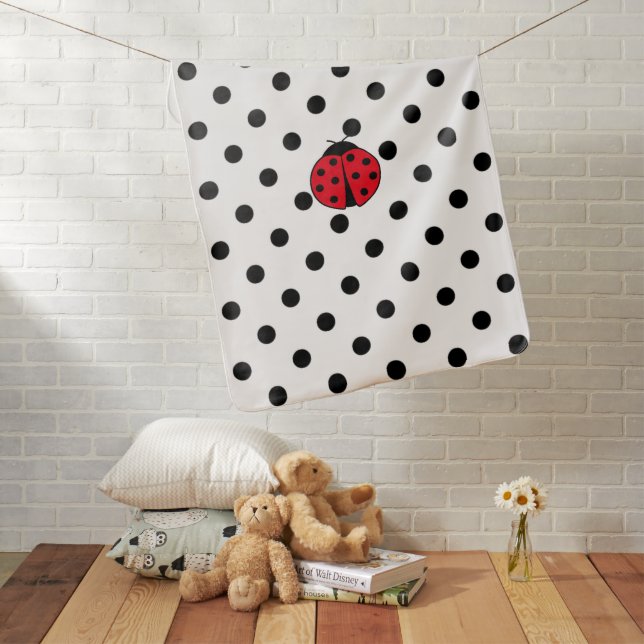 Cute lady bug and polka dots baby blanket (In Situ)