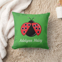 Cute Lady Bug Baby Birth Stats Throw Pillow