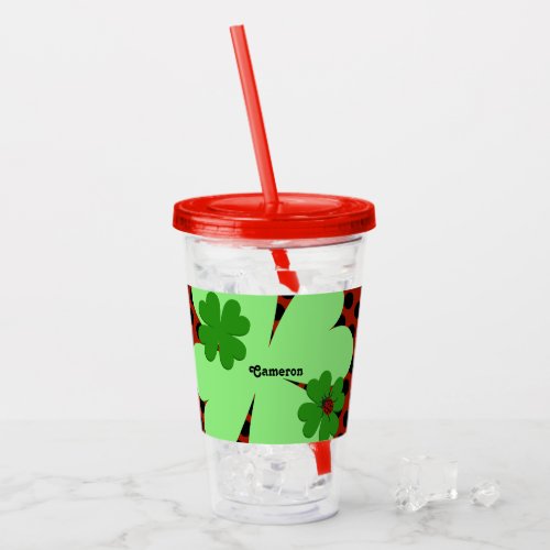 Cute Lady Bug  Clover Leaf Name Acrylic Tumbler