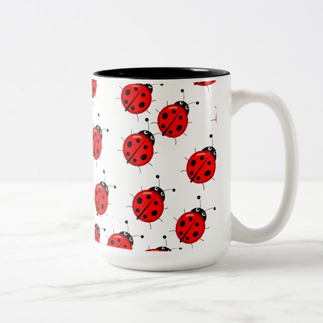 Cute Lady Bug Coffee Mug-Customizable Sizes Two-Tone Coffee Mug (Right)