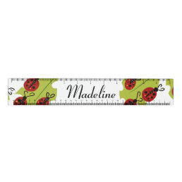 Cute Lady Bug Greenery Leaf Name Ruler