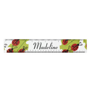 Cute Lady Bug Greenery Leaf Name Ruler