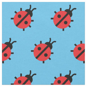 Cute Lady Bug Kid Baby Nursery Bug Insect Blue Fabric