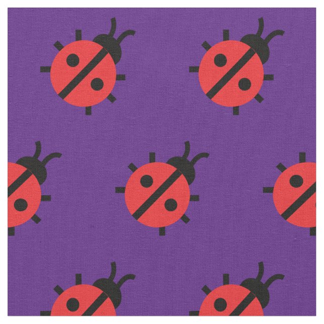 Cute Lady Bug Kid Baby Nursery Bug Insect Purple Fabric (Close Up)