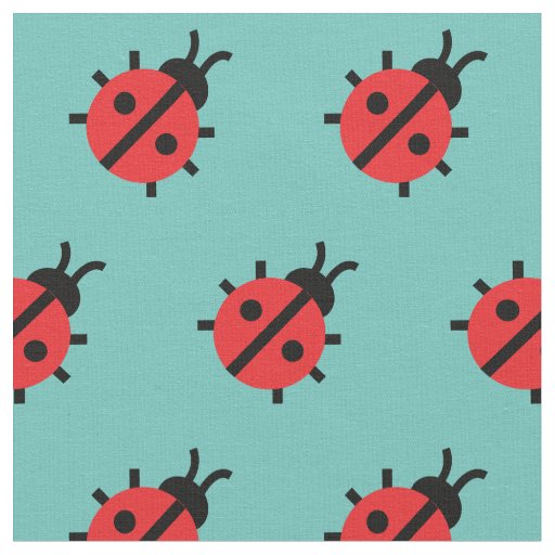 Cute Lady Bug Kid Baby Nursery Bug Insect Teal Fabric