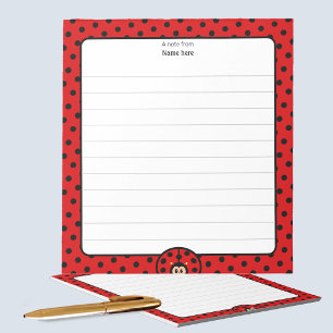 Cute Lady Bug Lined Notepad