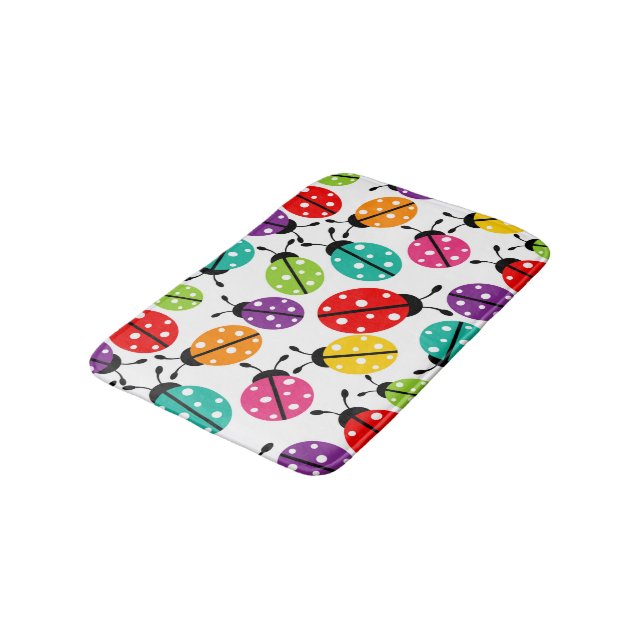 Cute Lady Bug Pattern Bath Mat (Angled)