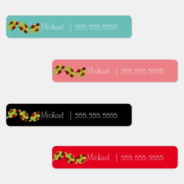 Cute Lady Bug School Class Lunch Name Number Labels (Group)