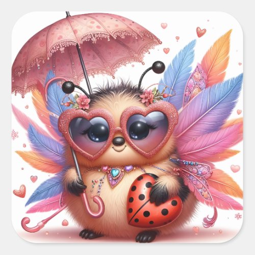 Cute Lady Bug  Square Sticker