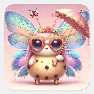 Cute Lady Bug Square Sticker