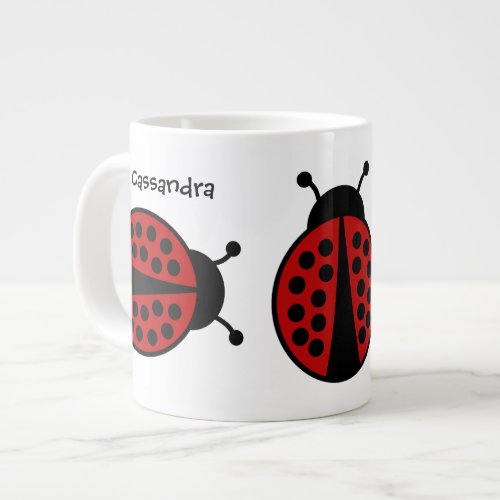 Cute lady bugs all around large coffee mug