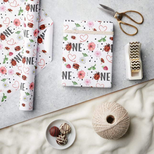 Cute Lady Bugs Gift 1st birthday Wrapping Paper (Crafts)