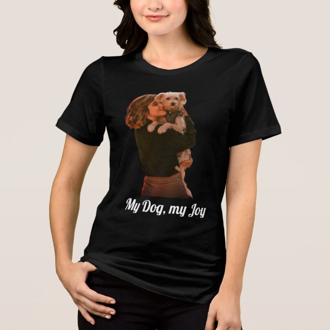 Cute lady carrying adorable puppy  Tri-Blend shirt (Front)