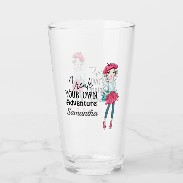 Cute Lady | Create Your Own | Personalize Glass (Front)