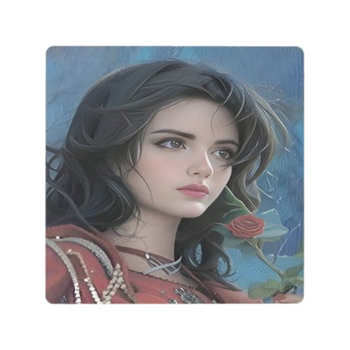 Cute Lady Metal Wall Art