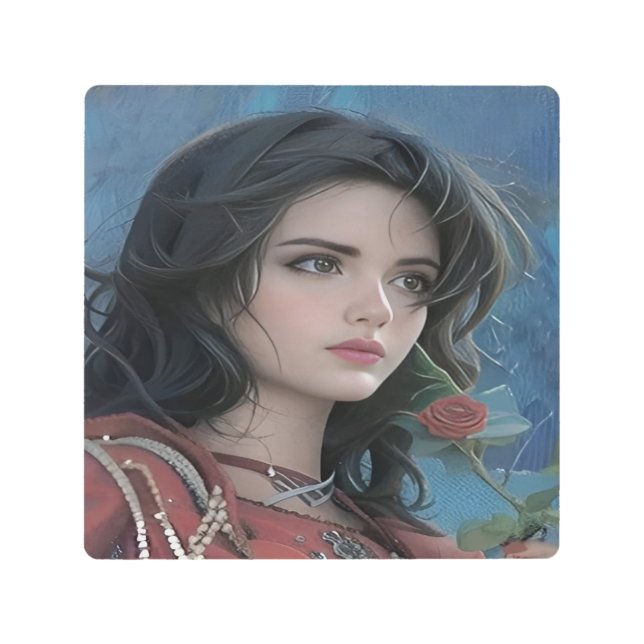 Cute Lady Metal Wall Art (Front)